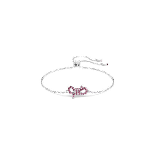 Elegant pink crystal bracelet on a silver chain