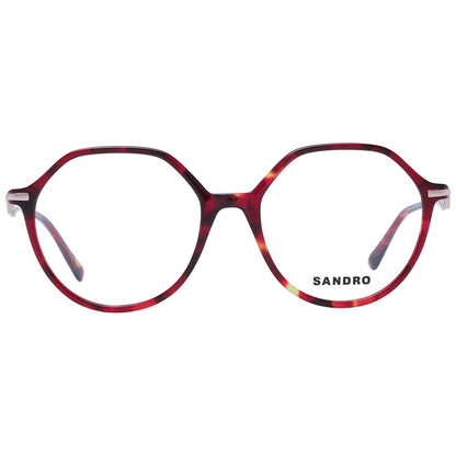 Sandro Red Acetate Glasses (Frames) for women, full-rim round style, red acetate material, includes branded case.