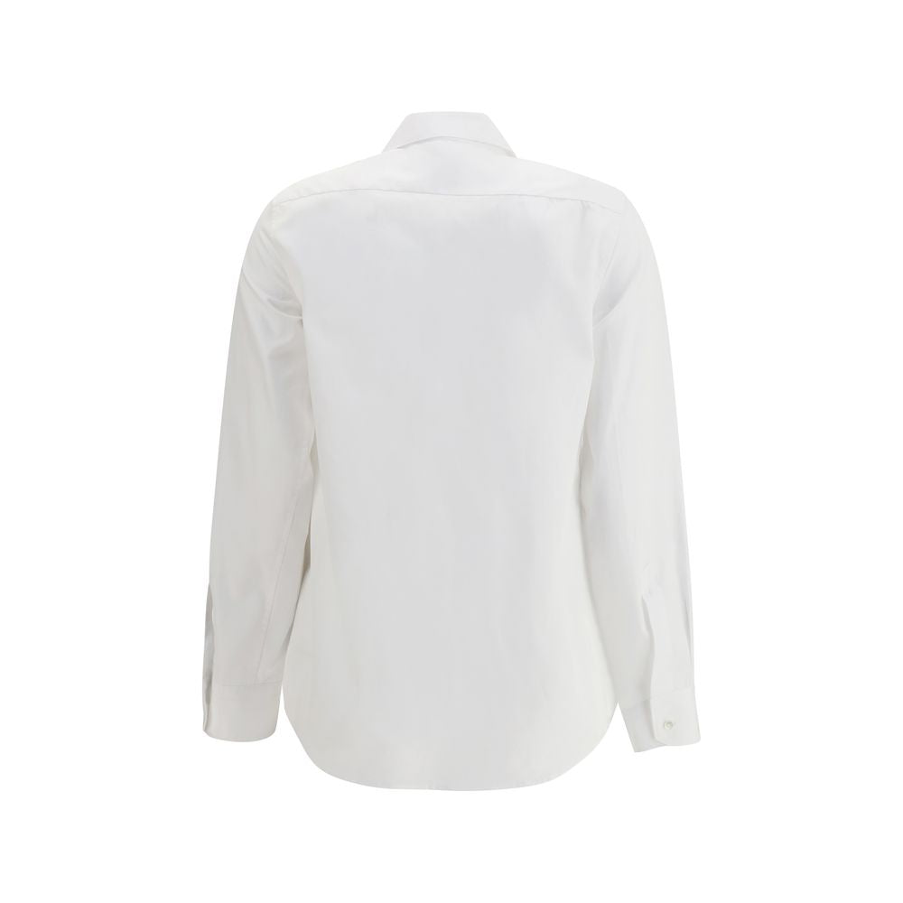 Back view of Sara Roka White Cotton Dress Shirt with structured silhouette and elegant collar.
