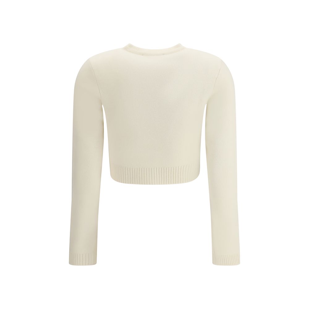 Self-Portrait Cream Wool Cardigan with ribbed hem and cuffs, showing back view for AW25 season.