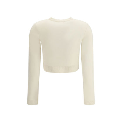 Self-Portrait Cream Wool Cardigan with ribbed hem and cuffs, showing back view for AW25 season.