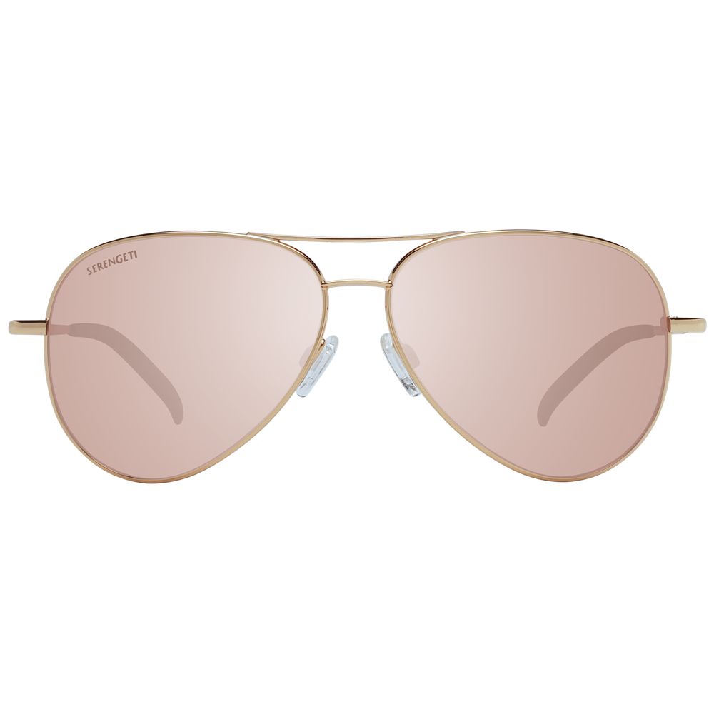 Serengeti Gold Unisex Sunglass with polarized brown lenses and full-rim metal frame, aviator style for 100% UVA & UVB protection.