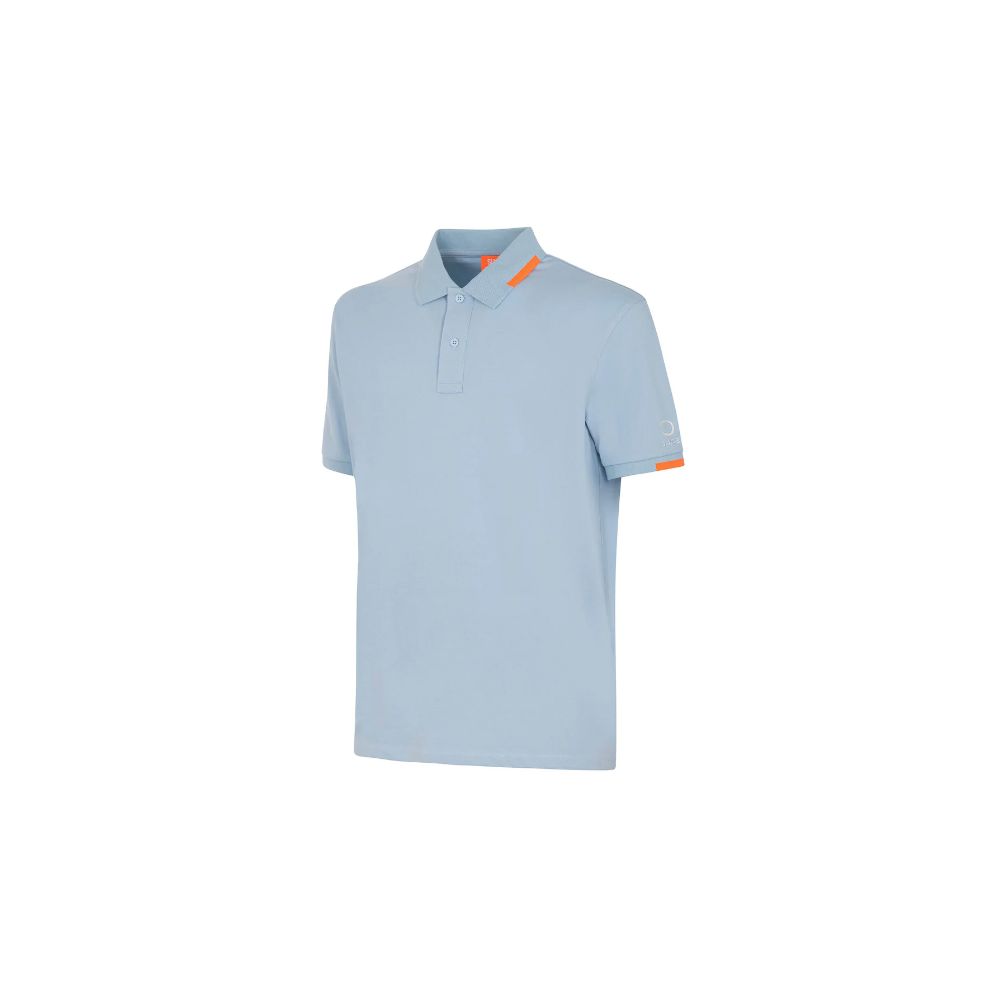 Suns Light Blue Cotton Men Polo Shirt with ribbed collar and subtle logo on left sleeve.