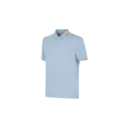 Suns Light Blue Cotton Men Polo Shirt with ribbed collar and subtle logo on sleeve, perfect for a preppy chic and elegant look.