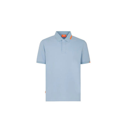 Suns Light Blue Cotton Men Polo Shirt with ribbed collar and button closure
