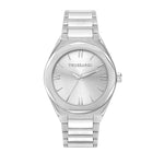 TRUSSARDI MOD. BIG silver wristwatch with quartz movement and mineral dial, gent's 42mm case.