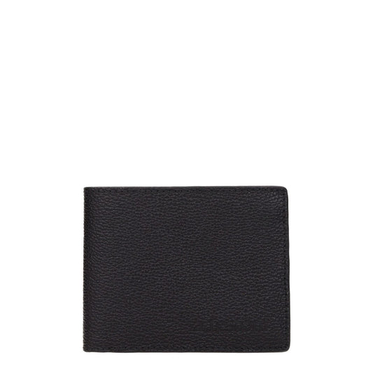 Testoni Black Leather Wallet with front logo, 8 card holders, 3 compartments, casual style, MPN WUO00398035P18, size 2x9x11 cm.