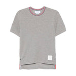 Thom Browne T-shirts and Polos Light Grey with logo patch, stripe detailing, and grosgrain side tabs.