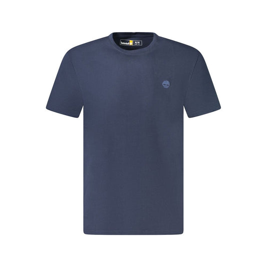 Timberland Blue Cotton T-Shirt, short sleeve, slim fit, with embroidered logo, crew neck.