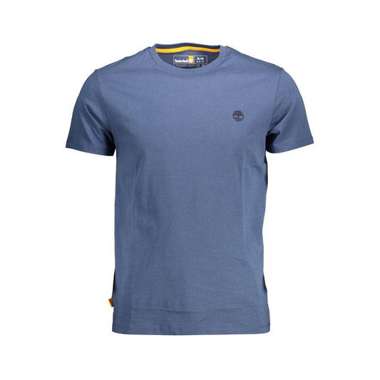 Timberland Blue Organic Cotton Men T-Shirt with logo on chest, slim fit crew neck style, crafted from 100% organic cotton