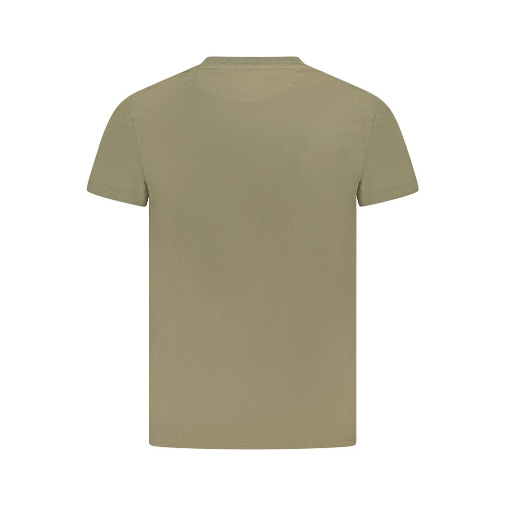 Back view of the Timberland Green Cotton Men Shirt showcasing slim fit design and lush green color