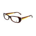 Elegant Tod's Brown Acetate Frames with yellow detail, featuring 55/16/135mm dimensions for women. Stylish eyewear by Tod's.