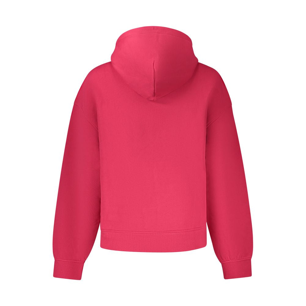 Alt Tag: Tommy Hilfiger Pink Cotton Women Sweater - long-sleeved hooded sweatshirt featuring iconic embroidery and logo, back view