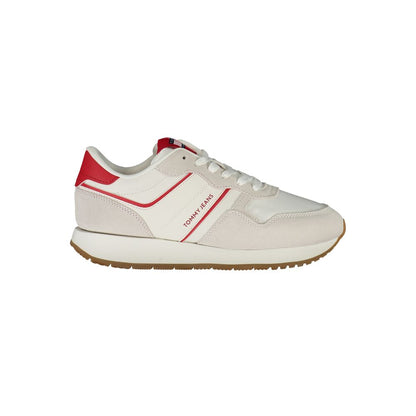 Tommy Hilfiger Red Leather Women Sneaker with contrasting details and logo, showcasing sports luxe style and comfort.