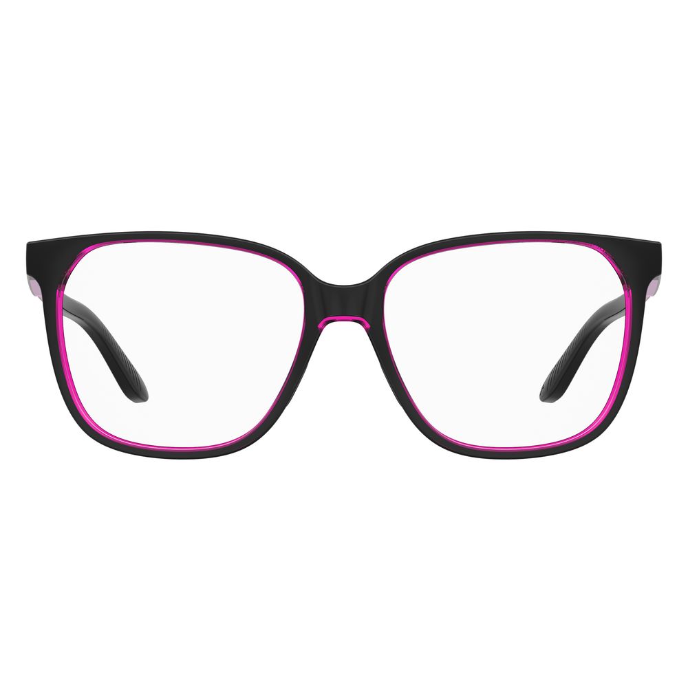 Under Armour Black Resin Frames women's glasses, model UA50453H2F415, front view with pink accents.