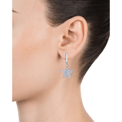 Model wearing VICEROY JEWELS Mod. 13104E000-30 Silver 925° star earrings, showcasing their elegant and stylish design.
