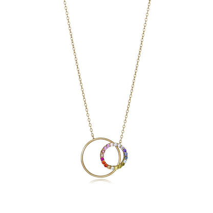 Alt Tag: VICEROY JEWELS Mod. 4128C100-39 silver necklace with colorful gemstone circles, lady's quartz movement, analog display, 32mm case