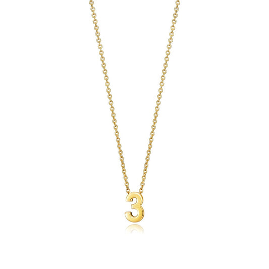 Gold necklace with '3' pendant by VICEROY JEWELS Mod. 61041C000-03, ladies' quartz analog with silver 925°, in official box.