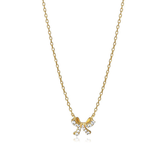 Gold necklace with a bow design featuring small gemstones, representing VICEROY JEWELS Mod. 61078C100-36 for ladies.