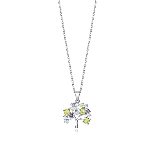 VICEROY JEWELS Mod. 85029C000-39 elegant lady's necklace, silver 925°, featuring a tree-shaped pendant with colorful stones.
