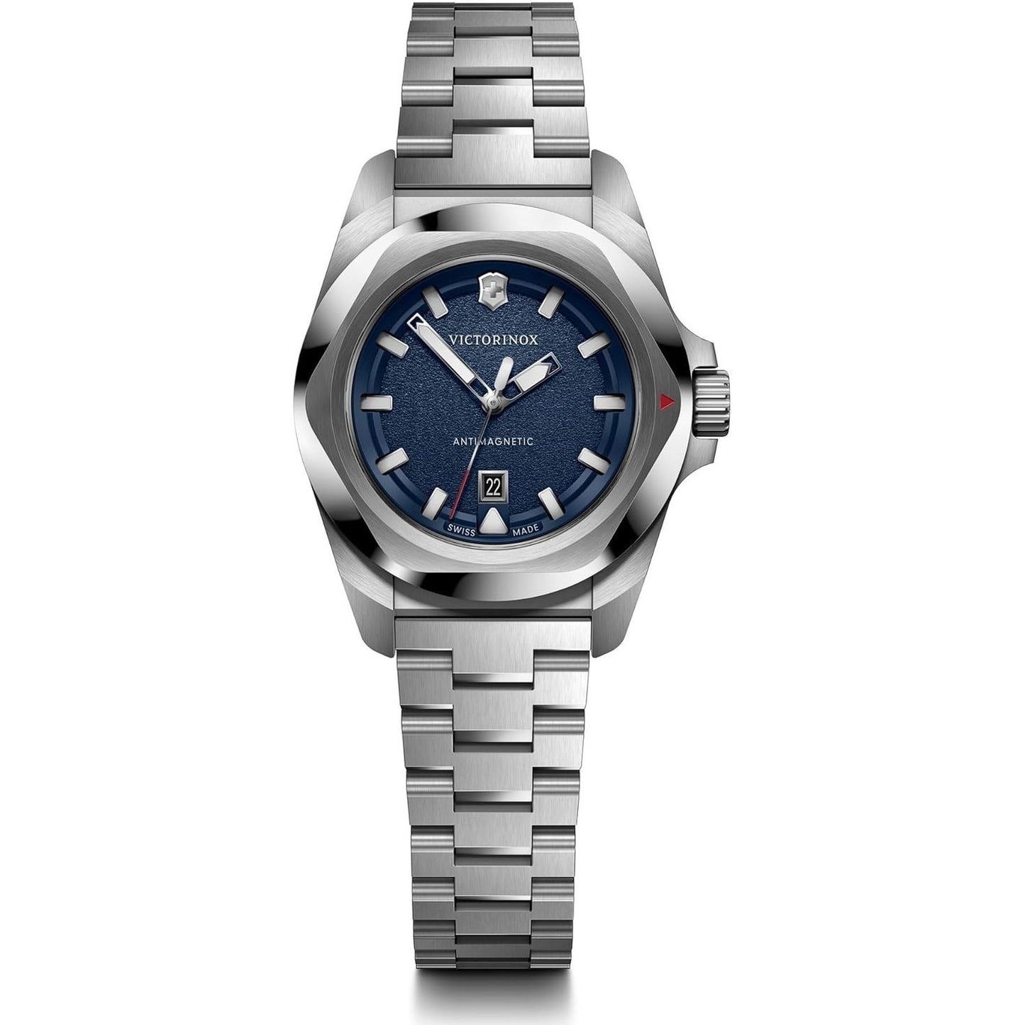 Alt Tag: VICTORINOX WATCHES Mod. V242038 featuring a blue dial and stainless steel bracelet.