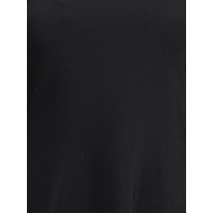 Close-up of Valentino Black Viscose Casual Dress fabric showcasing its smooth texture and elegant black color.