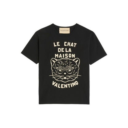 Valentino Cotton T-Shirt With Le Chat De La Maison Print