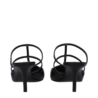 Valentino Garavani Black Leather Flat Sandals