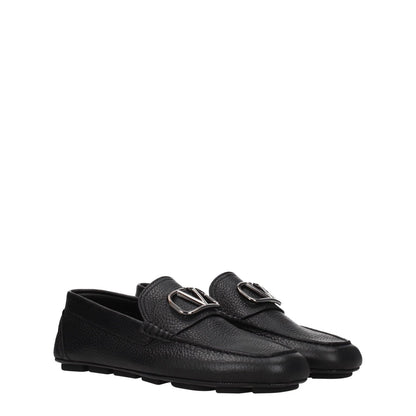 Valentino Garavani Black Leather Slip-On Loafers