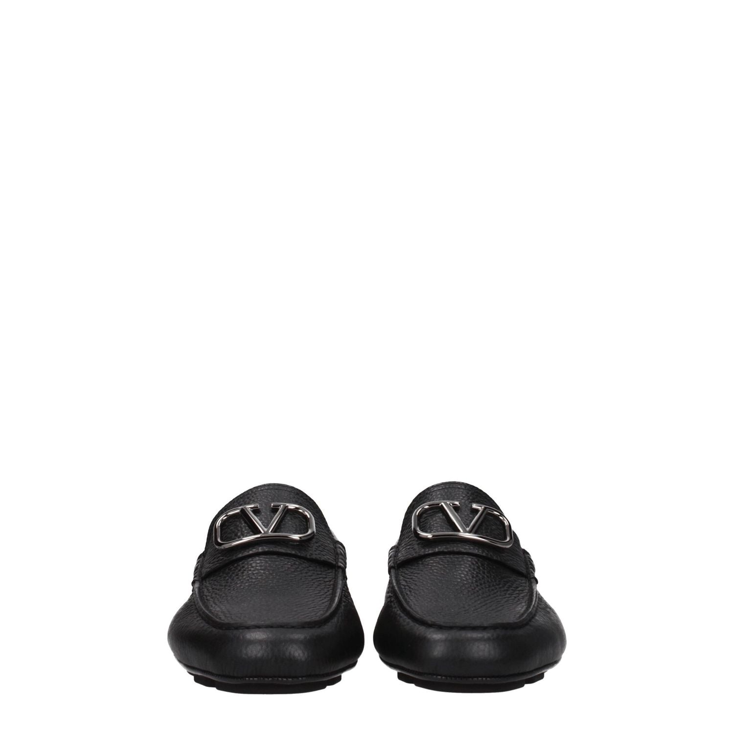 Valentino Garavani Black Leather Slip-On Loafers