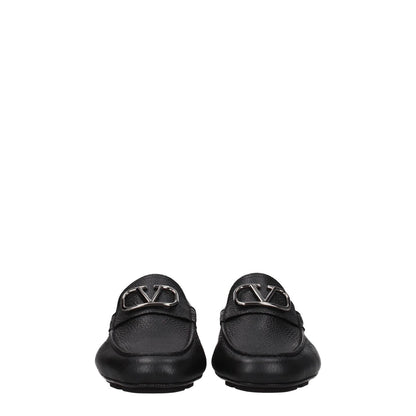 Valentino Garavani Black Leather Slip-On Loafers