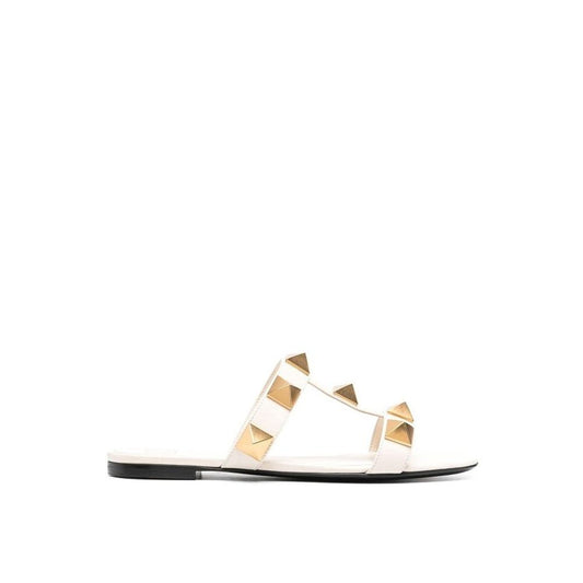 Valentino Garavani White Calfskin Flat Sandals