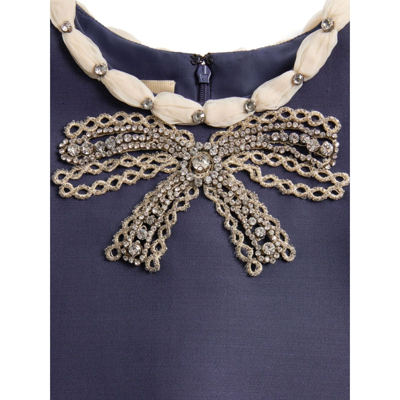 Valentino Short Embroidered Crepe Couture Dress