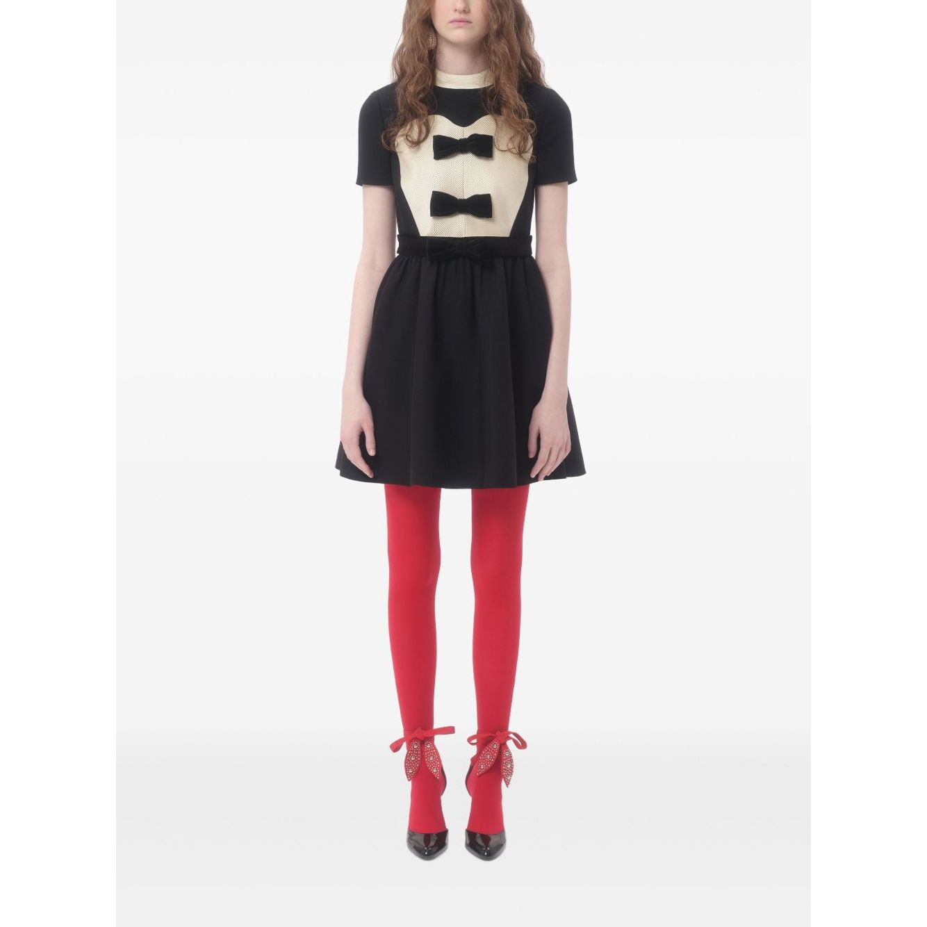 Valentino crepe couture short dress with bows