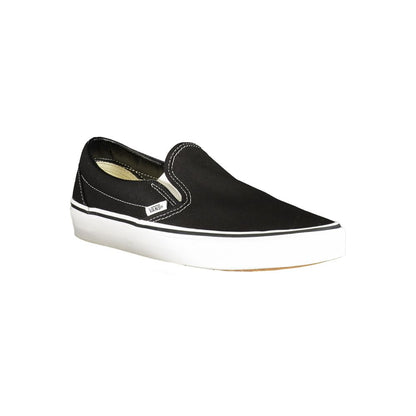 Vans Black Polyester Women Sneaker with iconic slip-on design and contrasting details for casual elegance and comfort.