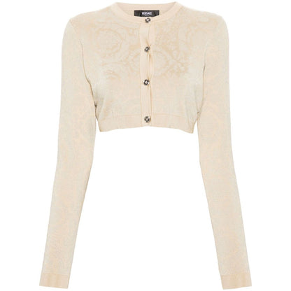 Versace Barocco lurex cropped cardigan Topwear