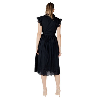 Vila Clothes Black Cotton Midi Dress
