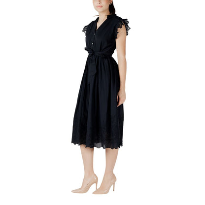 Vila Clothes Black Cotton Midi Dress