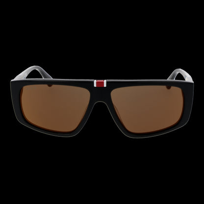 Alt Tag: WEB MOD. WE0358 5801A sunglasses for gent, stylish black frame with brown lenses, modern eyewear design.