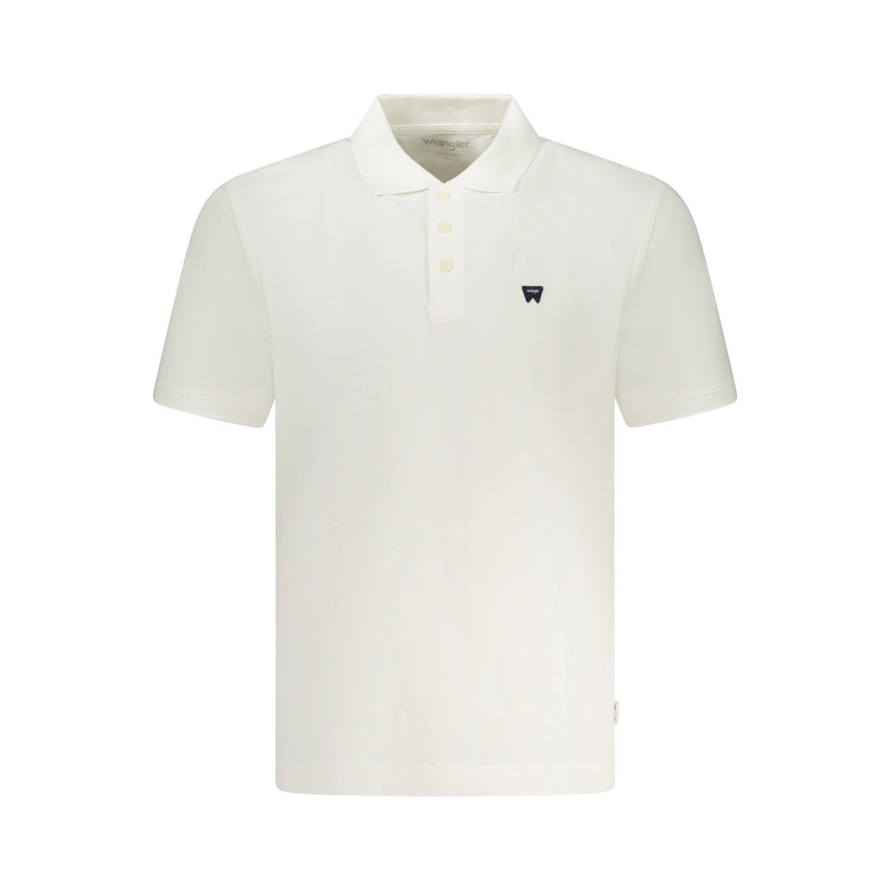 Wrangler White Cotton Polo Shirt with short sleeves, 3 buttons, logo application