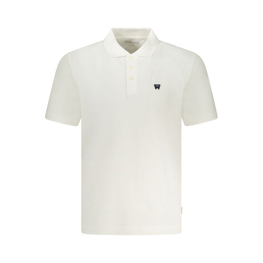 Wrangler White Cotton Polo Shirt with short sleeves, 3 buttons, logo application