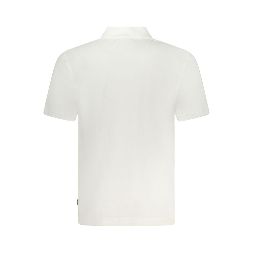 Rear view of Wrangler White Cotton Polo Shirt with short sleeves and 3 buttons, featuring logo application.