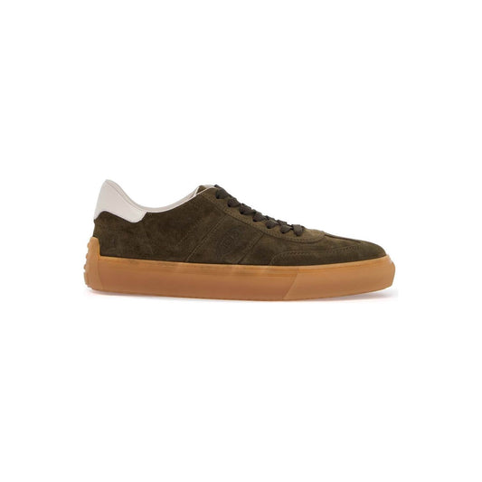 Tod'S olive green suede lace-up shoes with non-slip sole