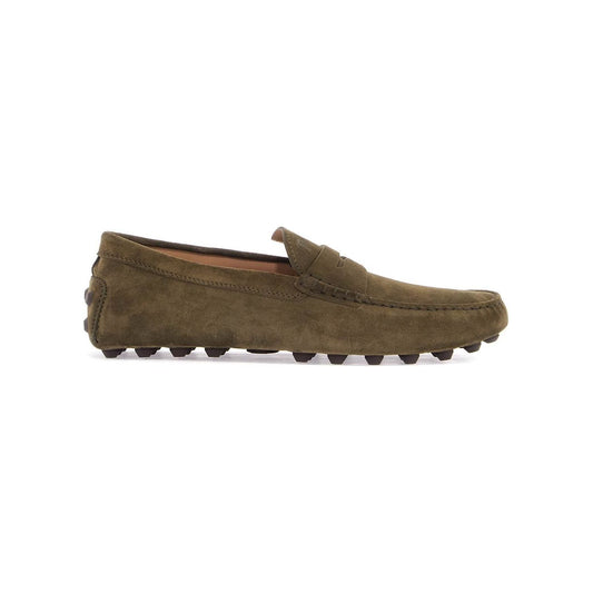Tod'S olive green suede loafers with rubber sole