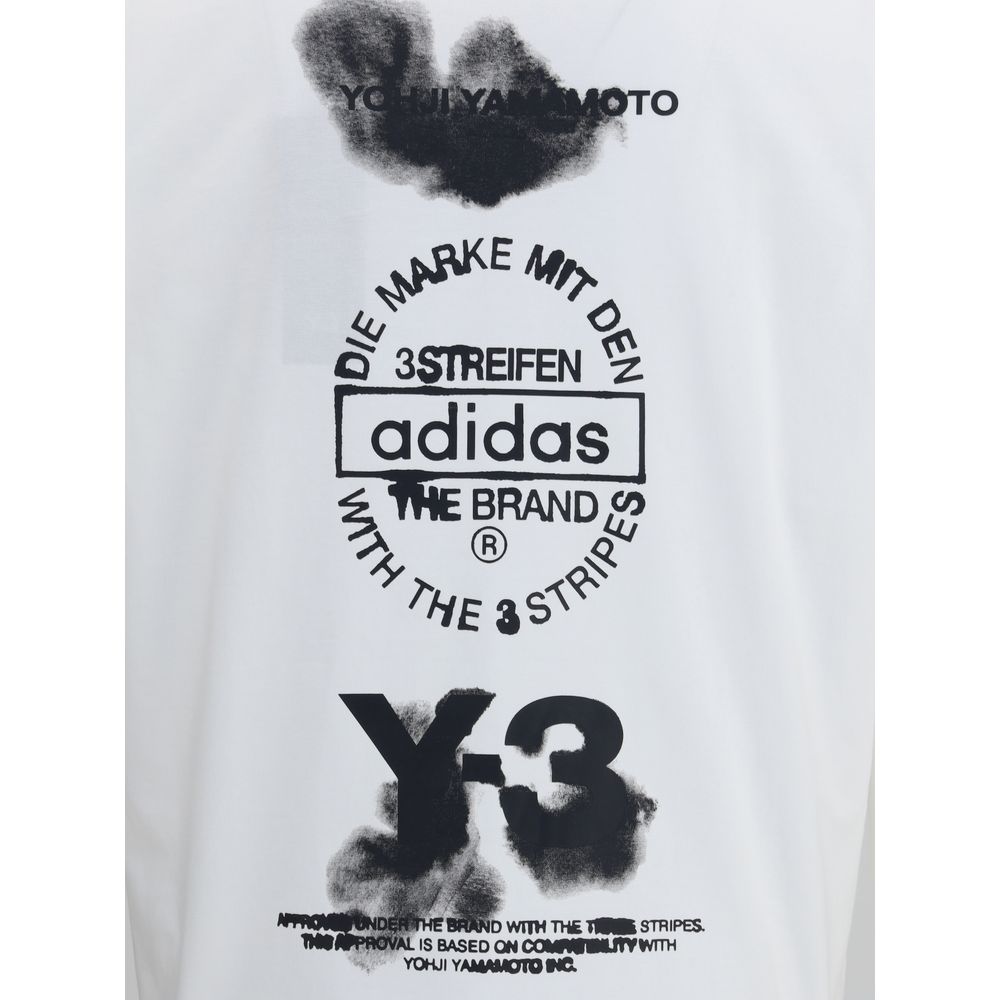 Y-3 White Cotton Sportswear T-shirt showcasing an overlapping logo graphic with bold brand attitude.