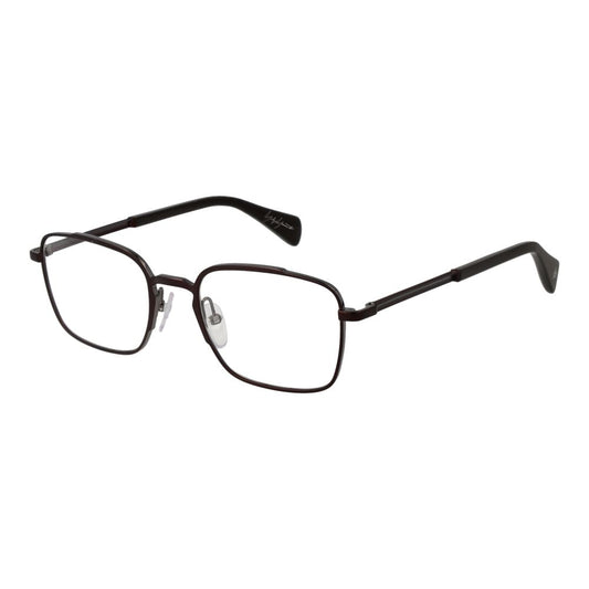 Yohji Yamamoto bronze men's rectangle optical frames, metal full-rim, size 51-20-145, with demo lenses and branded soft case.