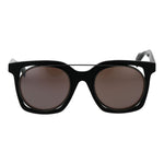 Alt Tag: Yohji Yamamoto Gray Unisex Sunglass with square grey monel frame and brown plastic lenses for 100% UVA & UVB protection.