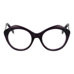 Yohji Yamamoto Purple Women Glasses Frame, full-rim round style, metal and plastic, demo lenses, includes branded soft case.