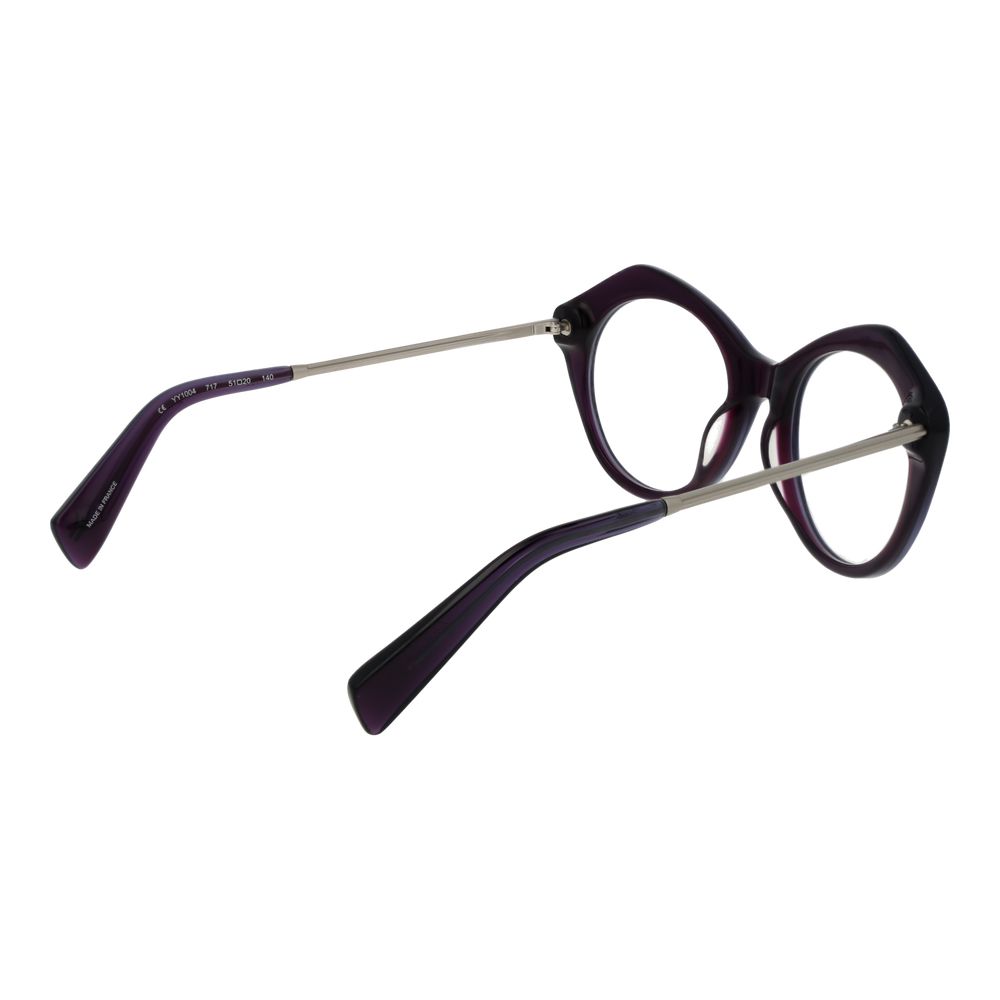 Yohji Yamamoto Purple Women Glasses Frame showcasing round full-rim design with metal and plastic materials.