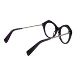 Yohji Yamamoto Purple Women Glasses Frame showcasing round full-rim design with metal and plastic materials.